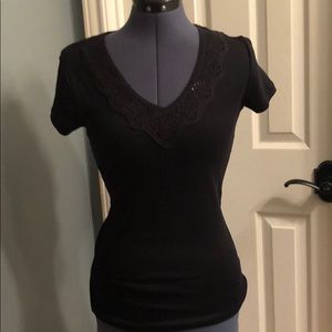 Black V Neck w/lace